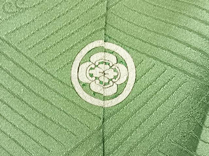 平和屋着物■上質な色無地　立波地紋　柳色　正絹　逸品　BAAW9147hj
