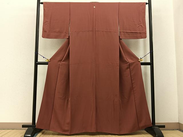 平和屋着物■上質な色無地 紅鳶色 正絹 逸品 BAAW9158hj