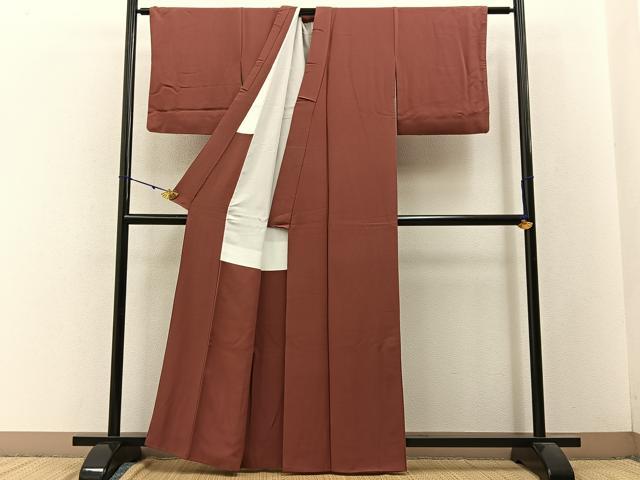 平和屋着物■上質な色無地 紅鳶色 正絹 逸品 BAAW9158hj