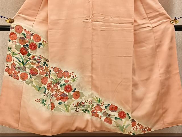 平和屋着物■訪問着　友禅　花鳥文　暈し染め　正絹　逸品　BAAW9161hj