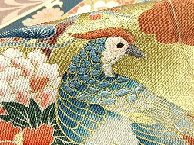 平和屋着物□豪華黒留袖 作家物 刺繍 屏風花鳥文 金彩 正絹 逸品