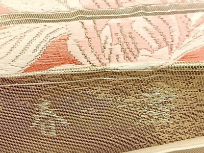 平和屋着物◎六通柄袋帯　唐織　春慶　地紙牡丹文　金銀糸　引箔　正絹　逸品　BAAW9175hj