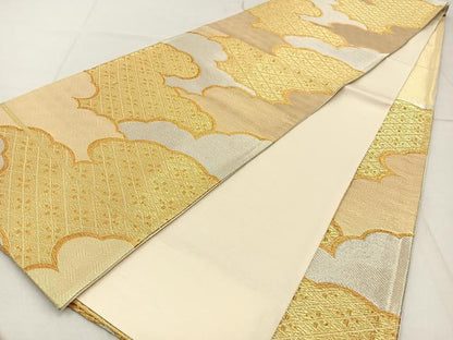 平和屋着物◎六通柄袋帯 雲重ね文 金銀糸 正絹 逸品 BAAW9188hj