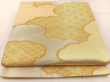 平和屋着物◎六通柄袋帯 雲重ね文 金銀糸 正絹 逸品 BAAW9188hj