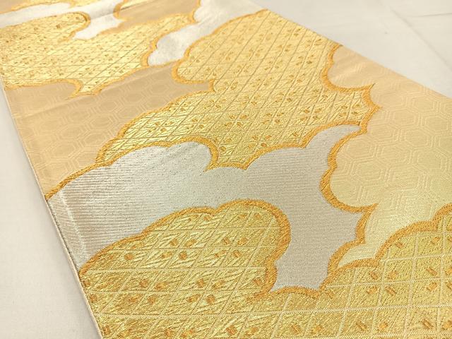 平和屋着物◎六通柄袋帯 雲重ね文 金銀糸 正絹 逸品 BAAW9188hj