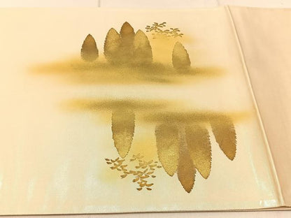 平和屋着物◎太鼓柄袋帯 作家物 手描き 金閣寺 金彩 引箔 正絹 逸品 BAAW9190hj