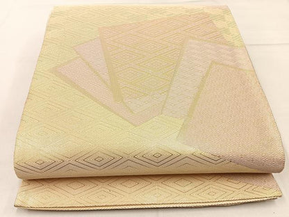 平和屋着物◎佐賀錦 全通柄袋帯 色紙重ね文 金糸 正絹 逸品 BAAW9191hj