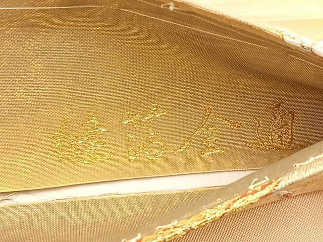 平和屋着物◎六通柄袋帯　唐織　古綾錦　縫箔全通　飛鶴文　金糸　引箔　正絹　逸品　BAAW9195hj