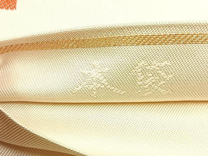 平和屋着物◎六通柄　本袋帯　市松道長文様　金糸　正絹　逸品　BAAW9199hj