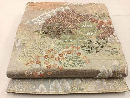平和屋着物◎六通柄袋帯 唐織 京百景 洛東 金銀糸 正絹 逸品 BAAW9205hj