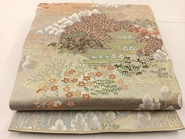 平和屋着物◎六通柄袋帯 唐織 京百景 洛東 金銀糸 正絹 逸品 BAAW9205hj