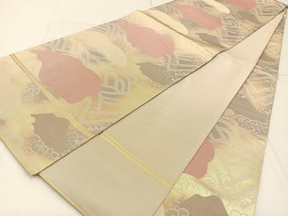平和屋着物◎全通柄 本袋帯 流水文 金糸 引箔 正絹 逸品 BAAW9217hj