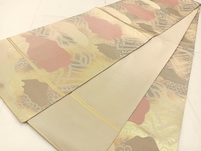 平和屋着物◎全通柄 本袋帯 流水文 金糸 引箔 正絹 逸品 BAAW9217hj