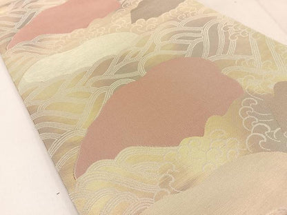 平和屋着物◎全通柄 本袋帯 流水文 金糸 引箔 正絹 逸品 BAAW9217hj