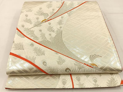平和屋着物◎六通柄袋帯 唐織 飛鶴文 金銀糸 正絹 逸品 BAAW9218hj