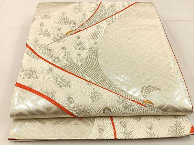 平和屋着物◎六通柄袋帯 唐織 飛鶴文 金銀糸 正絹 逸品 BAAW9218hj