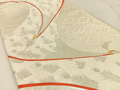 平和屋着物◎六通柄袋帯 唐織 飛鶴文 金銀糸 正絹 逸品 BAAW9218hj