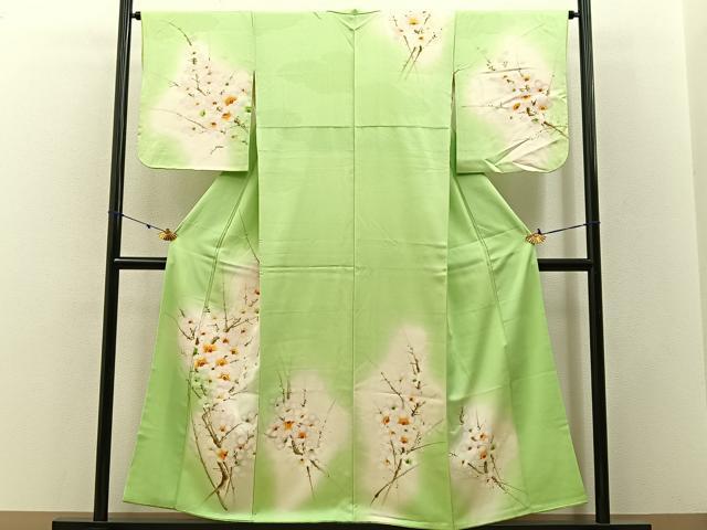 平和屋着物■訪問着 手描き 枝梅文 暈し染め 正絹 逸品 BAAW9237hj
