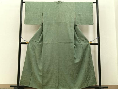 平和屋着物■上質な色無地 柳茶色 正絹 逸品 BAAW9239hj
