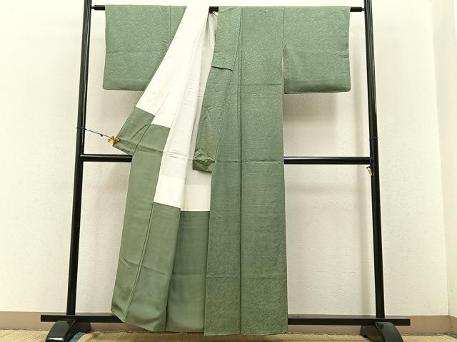 平和屋着物■上質な色無地 柳茶色 正絹 逸品 BAAW9239hj