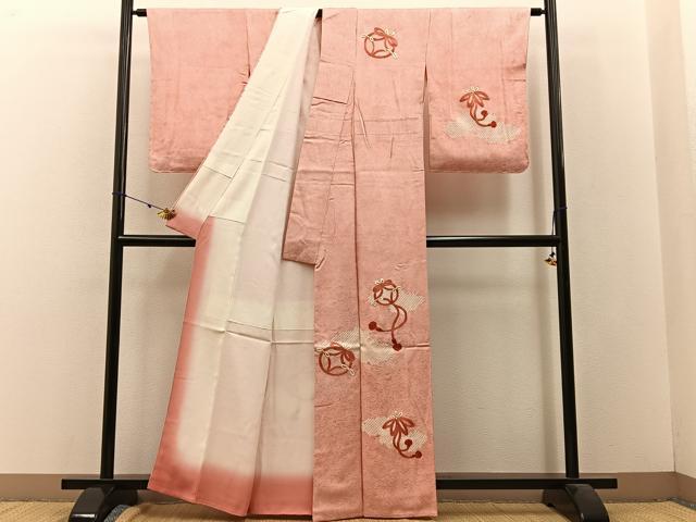 平和屋着物■訪問着 駒刺繍 絞り 七宝結び紐文 正絹 逸品 未使用 BAAW9242hj