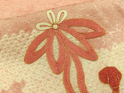 平和屋着物■訪問着 駒刺繍 絞り 七宝結び紐文 正絹 逸品 未使用 BAAW9242hj
