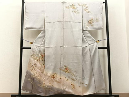 平和屋着物■訪問着 松竹梅 流水宝尽くし花文 暈し染め 金彩 正絹 逸品 BAAW9244hj