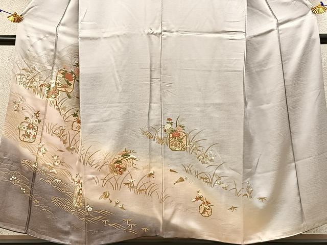 平和屋着物■訪問着 松竹梅 流水宝尽くし花文 暈し染め 金彩 正絹 逸品 BAAW9244hj