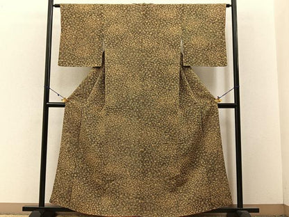 平和屋着物■上質な小紋 扇面尽くし 鬼しぼ縮緬 正絹 逸品 BAAW9246hj