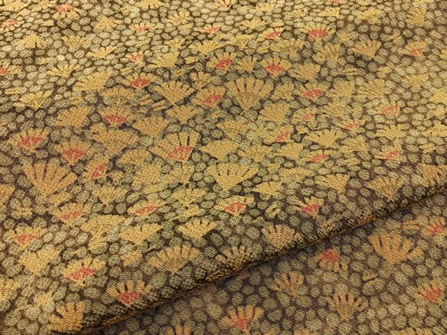 平和屋着物■上質な小紋 扇面尽くし 鬼しぼ縮緬 正絹 逸品 BAAW9246hj