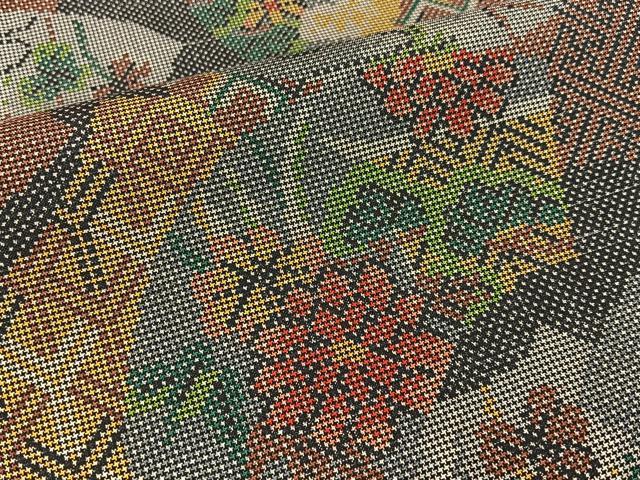 平和屋着物■本場大島紬 7マルキ 地紙花文 正絹 逸品 BAAW9247hj