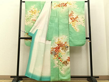 平和屋着物■豪華振袖 駒刺繍 万寿菊 暈し染め 金彩 正絹 逸品 BAAW9249hj
