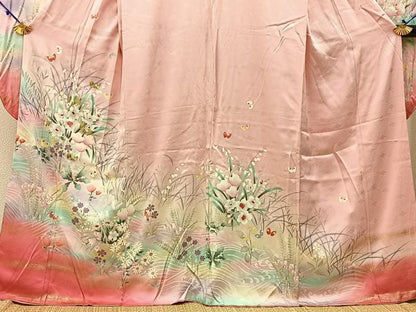 平和屋着物■豪華振袖 駒刺繍 花蝶文 暈し染め 金銀彩 正絹 逸品 BAAW9251hj