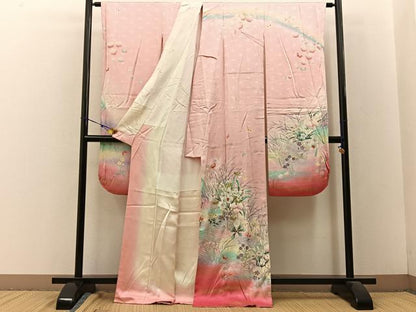平和屋着物■豪華振袖 駒刺繍 花蝶文 暈し染め 金銀彩 正絹 逸品 BAAW9251hj