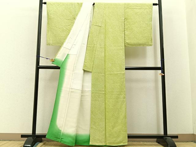平和屋着物■大変加工の良い総絞り小紋　正絹　逸品　BAAW9256hj