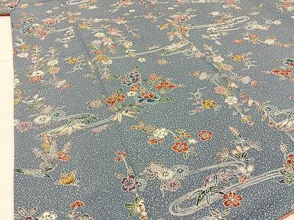 平和屋着物■上質な小紋 型染め 流水花文 正絹 逸品 BAAW9257hj