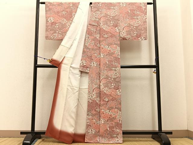 平和屋着物■上質な小紋 辻が花 手描き 鬼しぼ縮緬 正絹 逸品 BAAW9258hj