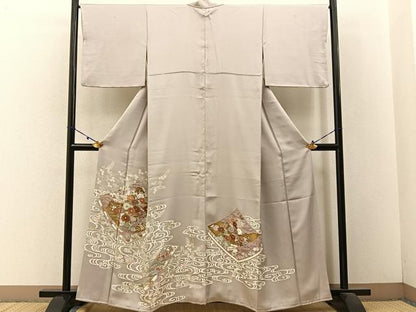 平和屋着物■豪華色留袖 色紙重ね光琳水花文 金彩 正絹 逸品 BAAW9259hj
