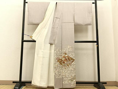 平和屋着物■豪華色留袖 色紙重ね光琳水花文 金彩 正絹 逸品 BAAW9259hj