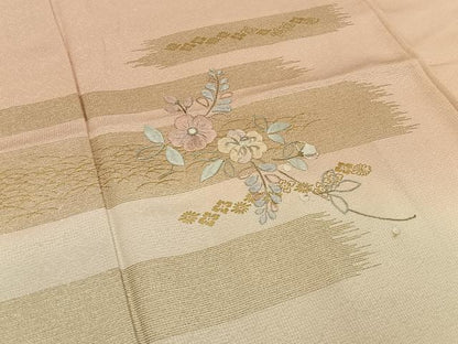 平和屋着物■訪問着　刺繍　枝花文　暈し染め　金彩　正絹　逸品　BAAW9263hj