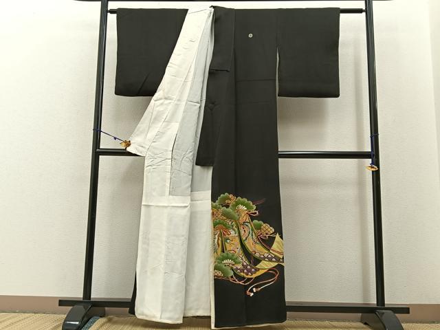平和屋着物■豪華黒留袖 刺繍 松竹梅 鳳凰几帳文 金彩 正絹 逸品 BAAW9264hj