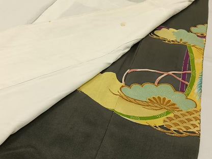 平和屋着物■豪華黒留袖 刺繍 松竹梅 鳳凰几帳文 金彩 正絹 逸品 BAAW9264hj