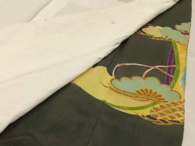 平和屋着物■豪華黒留袖 刺繍 松竹梅 鳳凰几帳文 金彩 正絹 逸品 BAAW9264hj