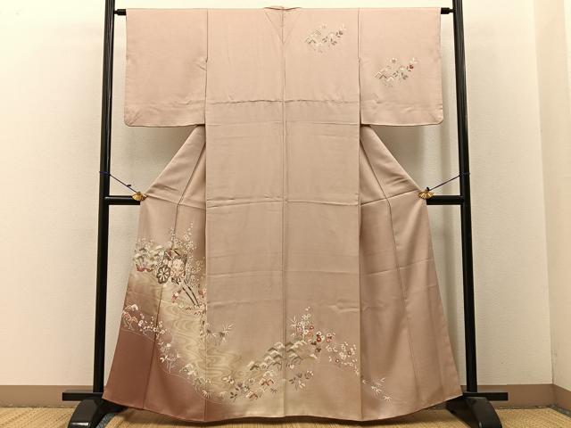 平和屋着物■訪問着 松竹梅 御所車花文 暈し染め 金彩 正絹 逸品 BAAW9265hj