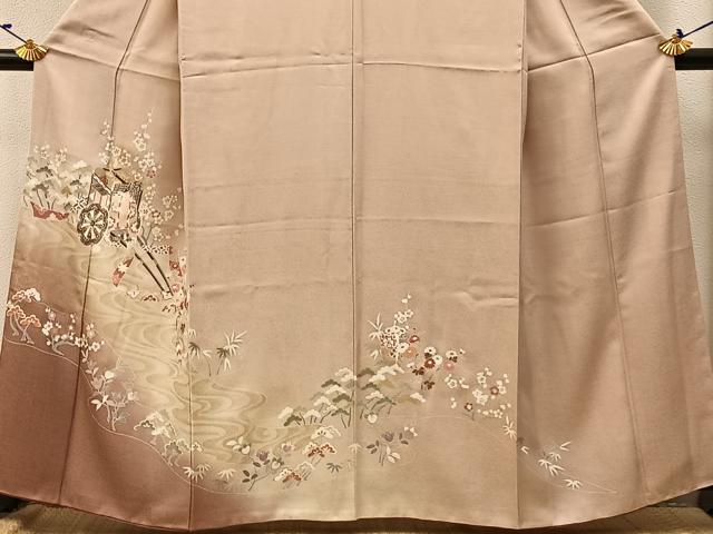 平和屋着物■訪問着 松竹梅 御所車花文 暈し染め 金彩 正絹 逸品 BAAW9265hj