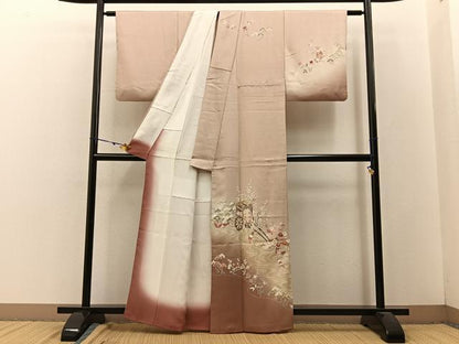 平和屋着物■訪問着 松竹梅 御所車花文 暈し染め 金彩 正絹 逸品 BAAW9265hj