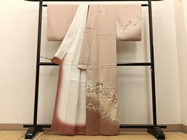 平和屋着物■訪問着 松竹梅 御所車花文 暈し染め 金彩 正絹 逸品 BAAW9265hj