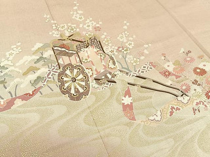 平和屋着物■訪問着 松竹梅 御所車花文 暈し染め 金彩 正絹 逸品 BAAW9265hj