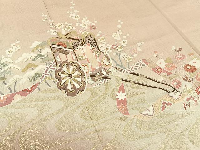 平和屋着物■訪問着 松竹梅 御所車花文 暈し染め 金彩 正絹 逸品 BAAW9265hj
