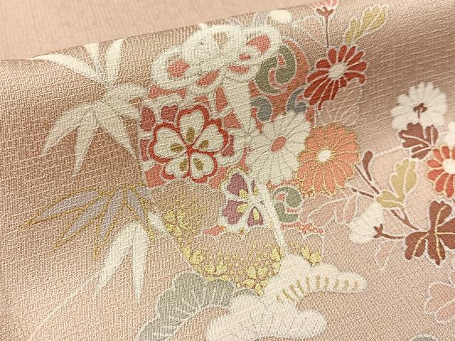 平和屋着物■訪問着 松竹梅 御所車花文 暈し染め 金彩 正絹 逸品 BAAW9265hj